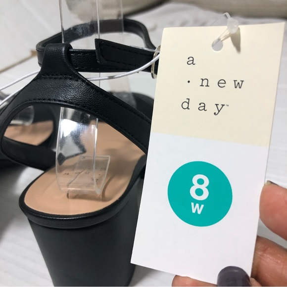 NWT A New Day Adr00 Sonora Slip On Heels Sandals Black Sz 8W - Picture 8 of 11